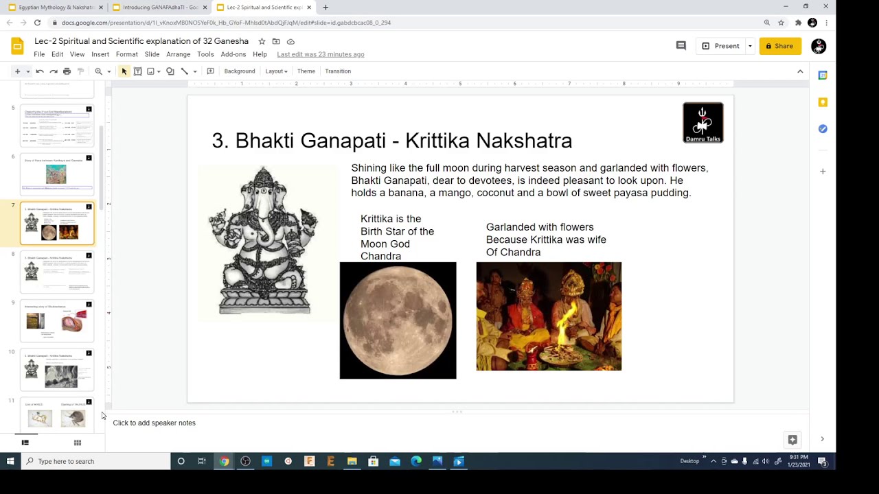 QA Lec 2 Ganesha krittika Rest in Next Egyptian Mythology and Nakshatra video