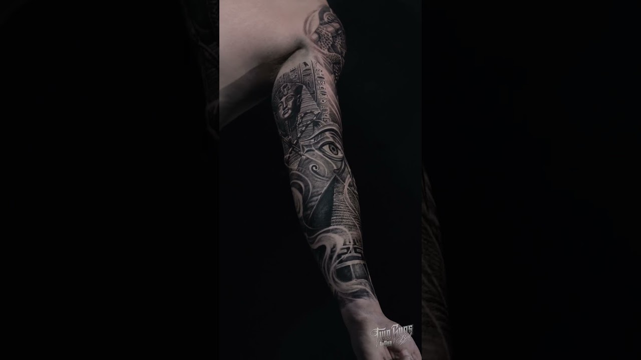 ☠️ Egyptian mythology full arm sleeve tattoo perfectly done 🔥Thanks to @tom.clarke.96 Art by JB